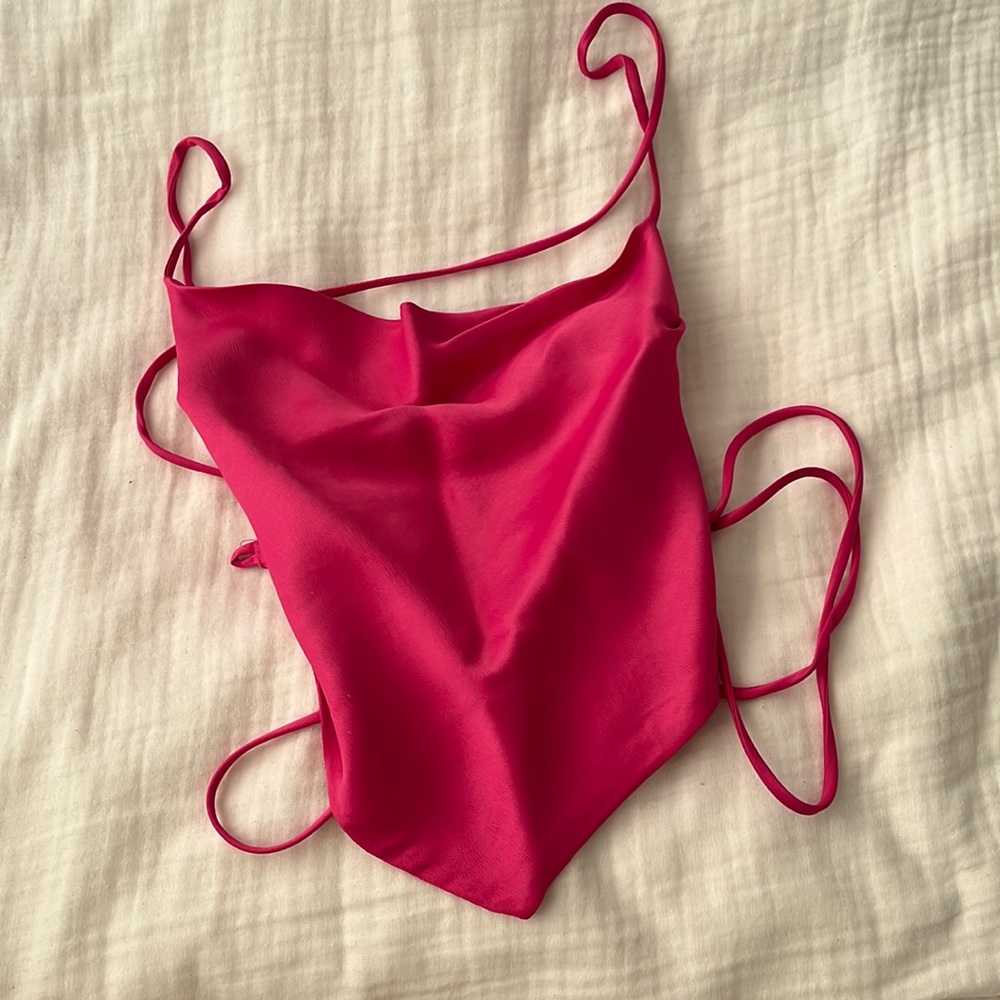 Zara open back strappy pink top